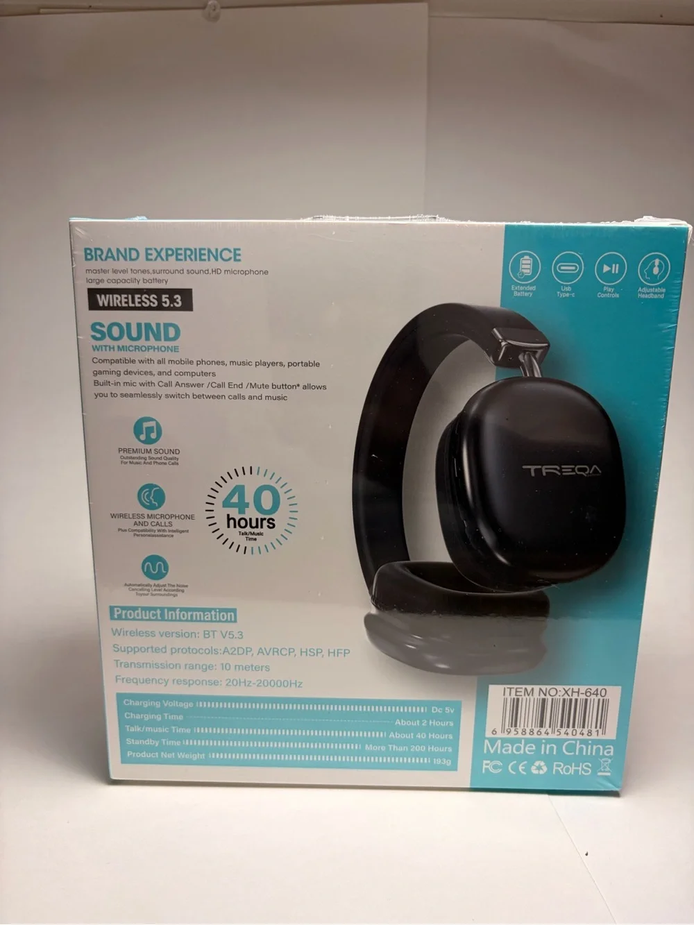 TREQA XH-640 Wireless Stereo Headset in Silver